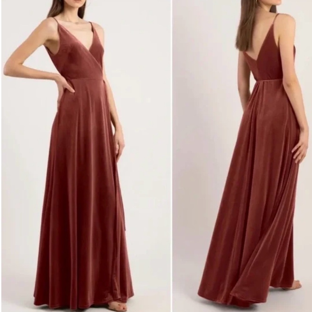 Jenny Yoo Velvet Wrap A-Line Midi Dress